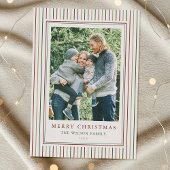 クリスマスストライプの1枚の写真 シーズンカード