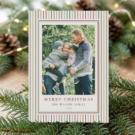 クリスマスストライプの1枚の写真 シーズンカード