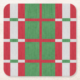 クリスマスストライプの スクエアペーパーコースター