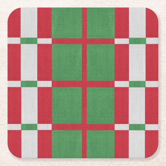 クリスマスストライプの スクエアペーパーコースター (正面)