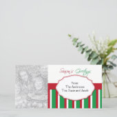 クリスマスストライプの・ホリデー・フォト・カード シーズンカード (スタンド正面)