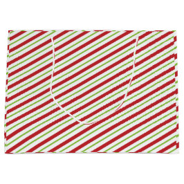 「クリスマスストライプの」 ラージペーパーバッグ