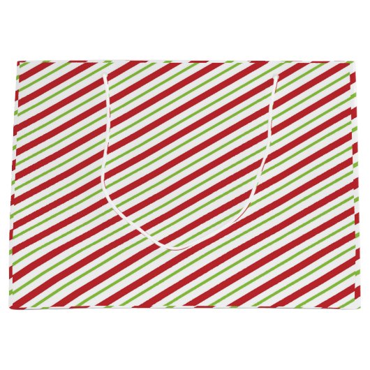 「クリスマスストライプの」 ラージペーパーバッグ (正面)