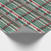 クリスマスストライプオーナメント&ホリデードードルズ ラッピングペーパー (角)