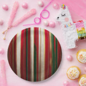 クリスマスストライプカラー金ゴールド赤い緑 ペーパープレート (パーティー)