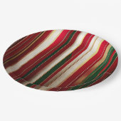 クリスマスストライプカラー金ゴールド赤い緑 ペーパープレート (アングル)
