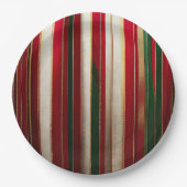クリスマスストライプカラー金ゴールド赤い緑 ペーパープレート (正面)