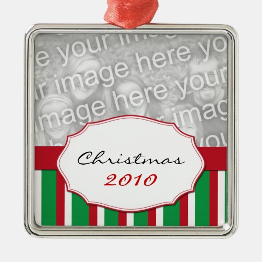 クリスマスストライプクリスマスツリーオーナメント メタルオーナメント (正面)