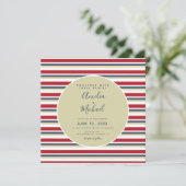 クリスマスストライプクリスマスベージュレッド海軍ヴィンテージウェディング 招待状 (スタンド正面)
