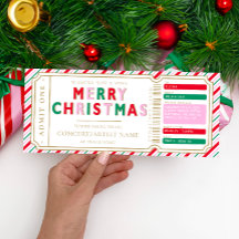 クリスマスストライプコンサートチケットギフト券カード
