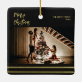 クリスマスストライプゴールデンセラミックススクエアオーナメント セラミックオーナメント (裏面)