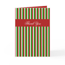 クリスマスストライプサンキューカード