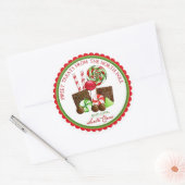 クリスマスストライプスイーツHoliday Stickers ラウンドシール (封筒)