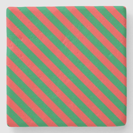 クリスマスストライプスクエアコースター ストーンコースター (正面)