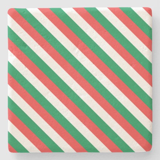クリスマスストライプスクエアコースター ストーンコースター (正面)