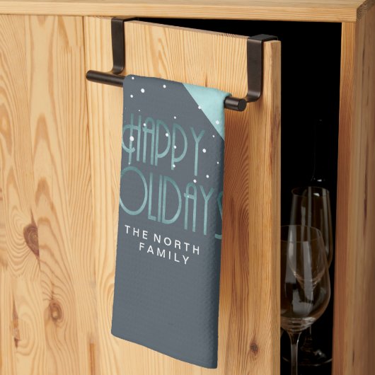 クリスマスストライプパターンティール（緑がかった色）/ホワイトID862 キッチンタオル (三つ折り)