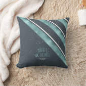 クリスマスストライプパターンティール(緑がかった色)/ホワイトID862 クッション (ブランケット)