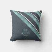 クリスマスストライプパターンティール(緑がかった色)/ホワイトID862 クッション (正面)