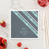 クリスマスストライプパターンティール(緑がかった色)/ホワイトID862 スタンダードランチョンナプキン (インサイチュ)