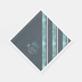 クリスマスストライプパターンティール(緑がかった色)/ホワイトID862 スタンダードランチョンナプキン (角)