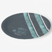 クリスマスストライプパターンティール（緑がかった色）/ホワイトID862 ペーパープレート (アングル)