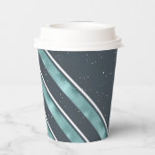 クリスマスストライプパターンティール(緑がかった色)/ホワイトID862 紙コップ (裏面)