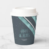 クリスマスストライプパターンティール(緑がかった色)/ホワイトID862 紙コップ (正面)