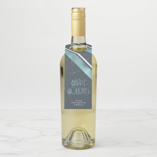 クリスマスストライプパターンティール(緑がかった色)ID862 ボトルネックタグ (ボトル)