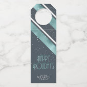 クリスマスストライプパターンティール(緑がかった色)ID862 ボトルネックタグ (正面)