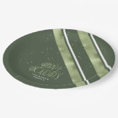 クリスマスストライプパターン緑/白ID862 ペーパープレート (アングル)