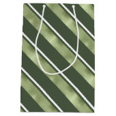 クリスマスストライプパターン緑/白ID862 ミディアムペーパーバッグ (裏面)