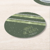 クリスマスストライプパターン緑/白ID862 ラウンドペーパーコースター (アングル)