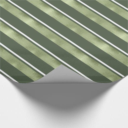 クリスマスストライプパターン緑/白ID862 ラッピングペーパー (角)