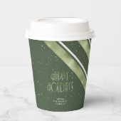 クリスマスストライプパターン緑/白ID862 紙コップ (正面)