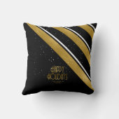 クリスマスストライプパターン金ゴールド/ブラックID862 クッション (裏面)
