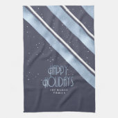 クリスマスストライプパターン青/白ID862 キッチンタオル (縦)