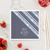 クリスマスストライプパターン青/白ID862 スタンダードランチョンナプキン (インサイチュ)