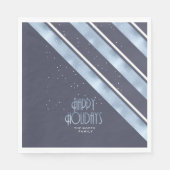 クリスマスストライプパターン青/白ID862 スタンダードランチョンナプキン (正面)