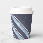 クリスマスストライプパターン青/白ID862 紙コップ (裏面)