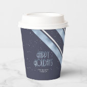 クリスマスストライプパターン青/白ID862 紙コップ (正面)