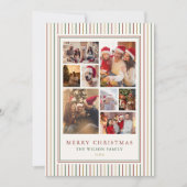 クリスマスストライプフォトコラージホリデーカード シーズンカード (正面)
