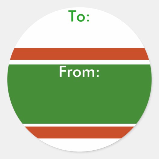 クリスマスストライプホリデーギフトラベルステッカー ラウンドシール (正面)