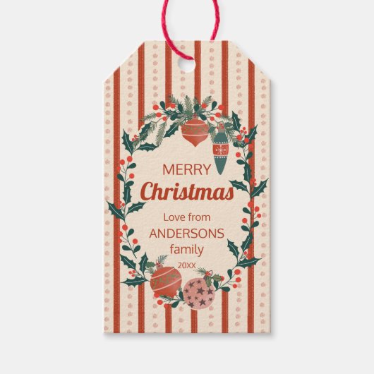 クリスマスストライプレトロカスタム ギフトタグ (正面)