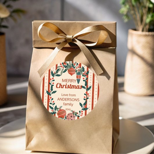 クリスマスストライプレトロカスタム ラウンドシール