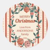 クリスマスストライプレトロカスタム ラウンドシール (正面)