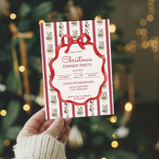 クリスマスストライプレトロパーティー 招待状