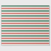 クリスマスストライプヴィンテージグリーンレッドホワイト ラッピングペーパー (フラット)