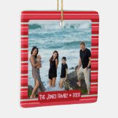 クリスマスストライプ写真オーナメント セラミックオーナメント (右)