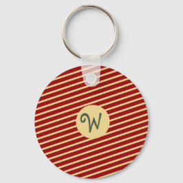 クリスマスストライプ金ゴールド赤マッチングファミリーカスタム キーホルダー