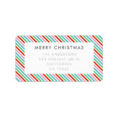 クリスマスストライプ |可愛モダンいアカラフルドレス ラベル (正面)